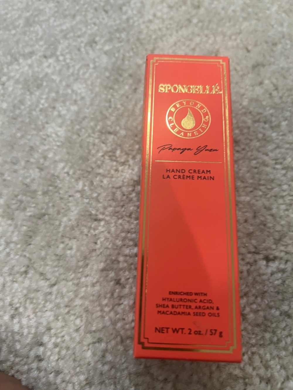 Spongelle Papaya Yuzu Hand Cream - Coral & Gold Accents